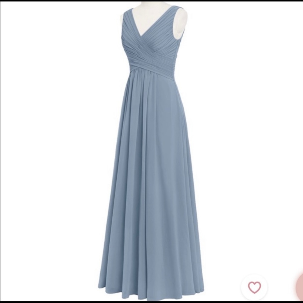 Azazie Flora Dusty Blue Bridesmaid Dress (Size 18)